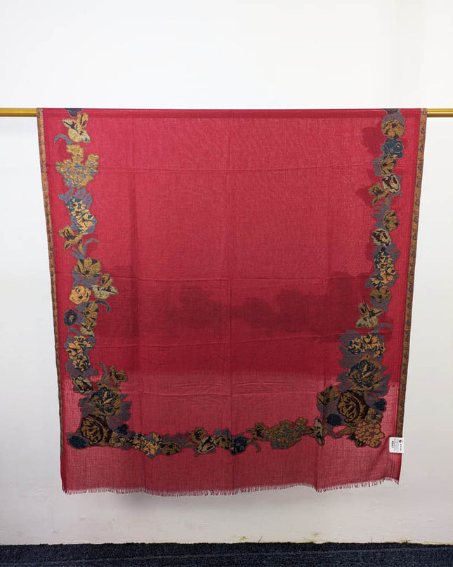 Fancy China Wool Shawl with 3D Floral Work