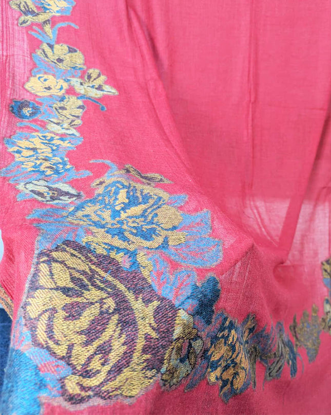 Fancy China Wool Shawl with 3D Floral Work