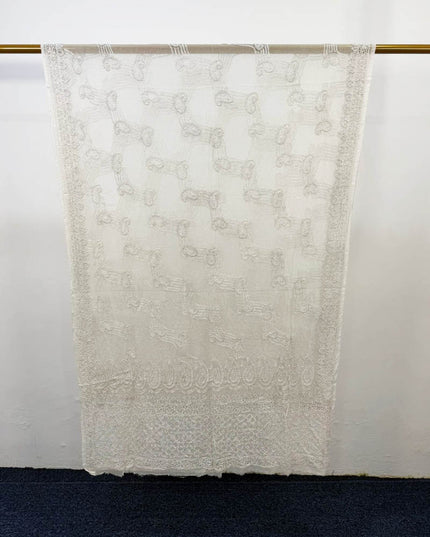 Handmade Pure China Crinkle with Chikankari Work Dupatta