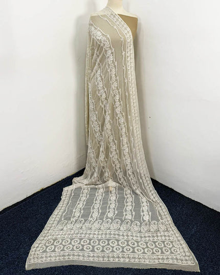 Pure China Crinkle with Full Jaal Chikankari Work Dupatta
