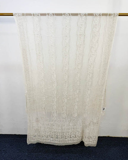 Pure China Crinkle with Full Jaal Chikankari Work Dupatta