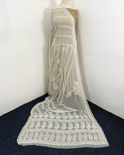 Full Jaal Chikankari Work Pure China Crinkle with Dupatta