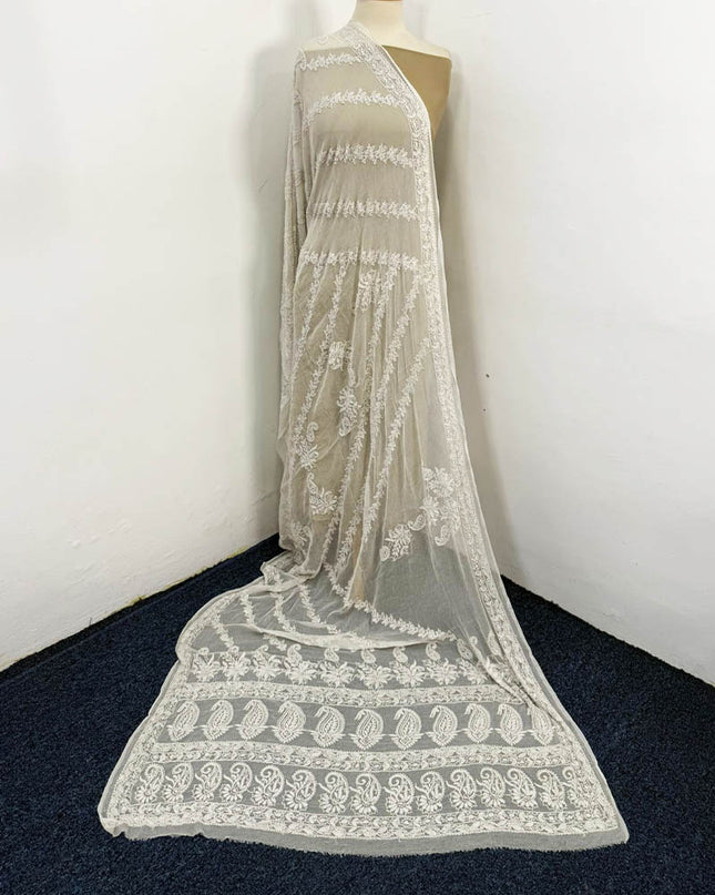 Full Jaal Chikankari Work Pure China Crinkle with Dupatta