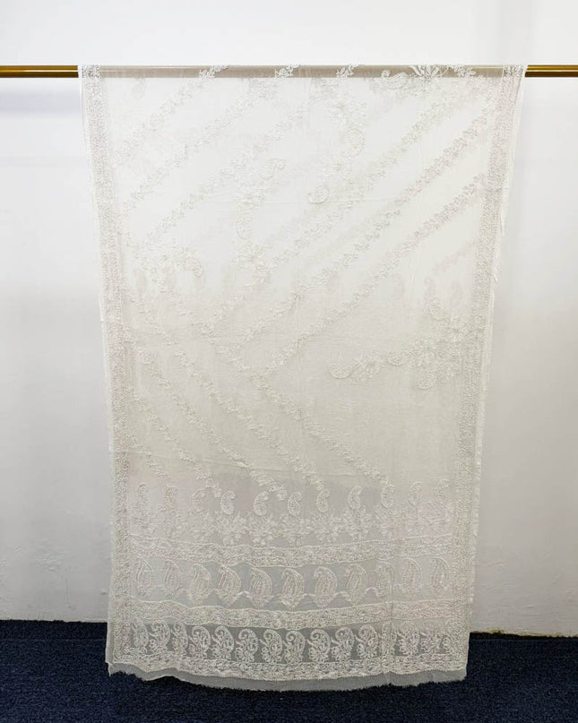 Full Jaal Chikankari Work Pure China Crinkle with Dupatta