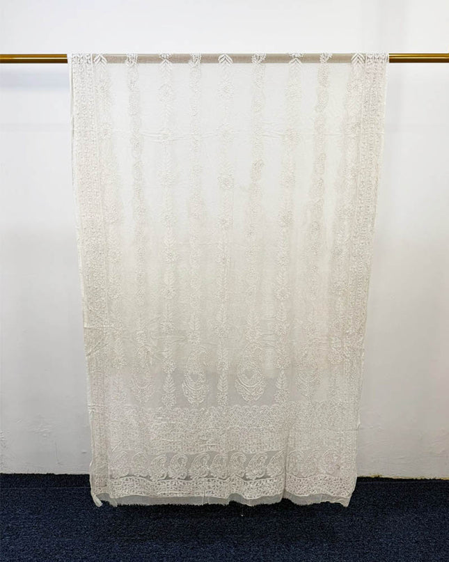 Pure China Crinkle with Full Jaal Chikankari Work Dupatta