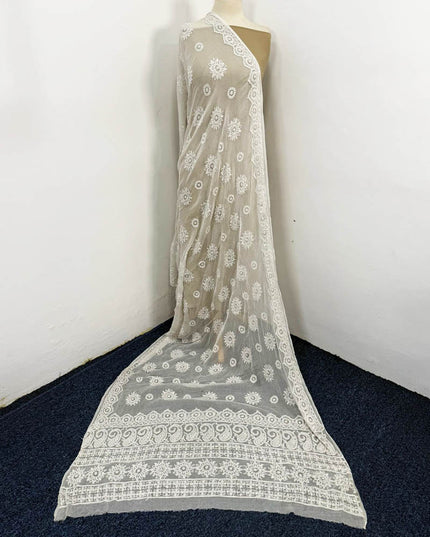 Full Jaal Chikankari Work Pure China Crinkle with Dupatta