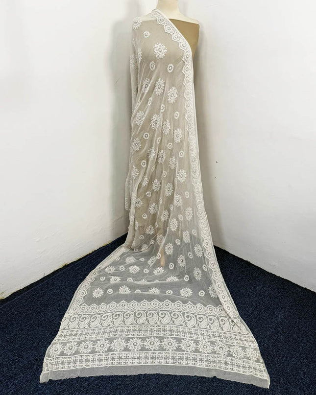 Full Jaal Chikankari Work Pure China Crinkle with Dupatta