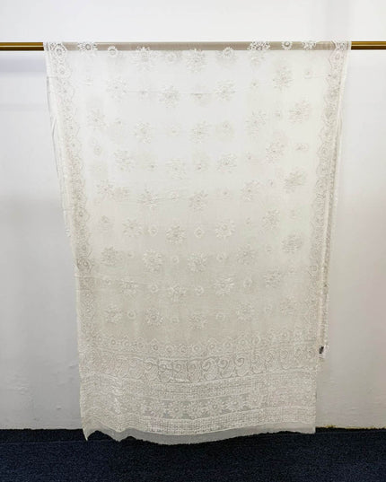 Full Jaal Chikankari Work Pure China Crinkle with Dupatta