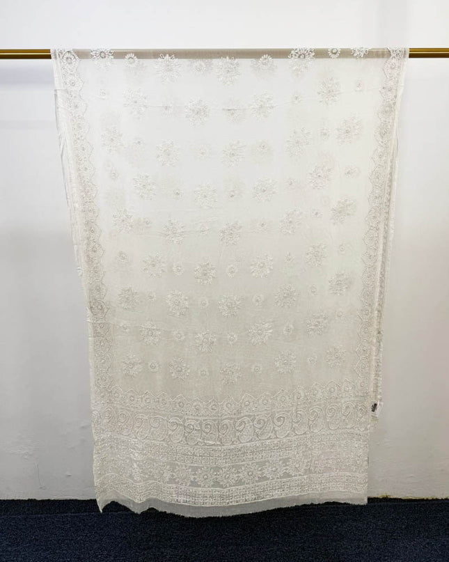 Full Jaal Chikankari Work Pure China Crinkle with Dupatta