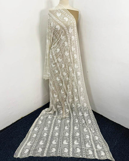 Pure China Crinkle with Tarkashi + Kacha Pakka Tanka Work Dupatta