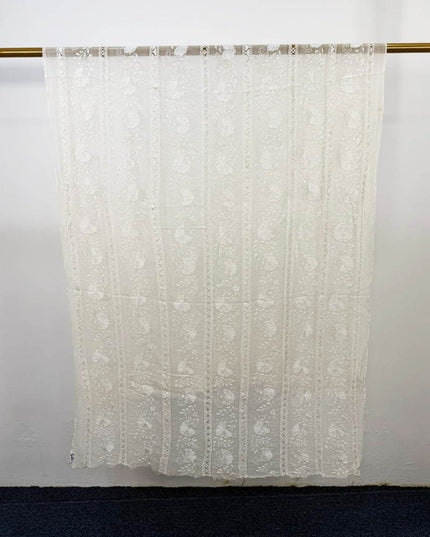 Pure China Crinkle with Tarkashi + Kacha Pakka Tanka Work Dupatta