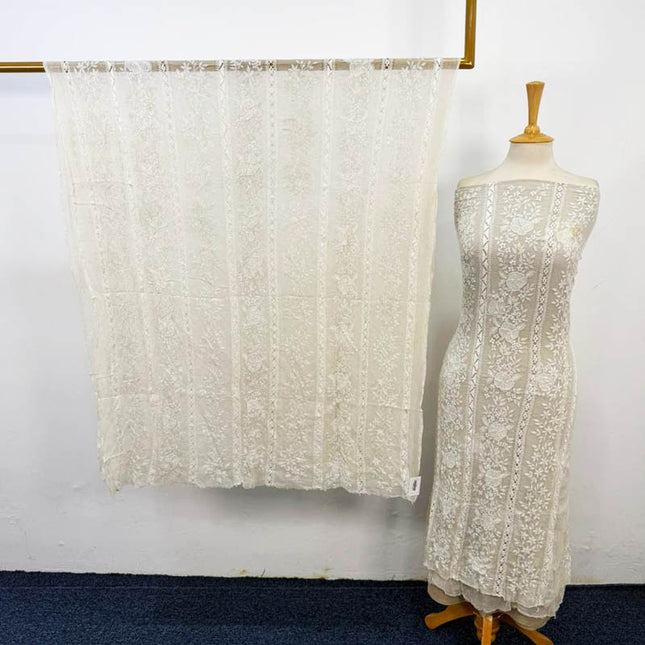 Handmade Full Jaal Tarkashi Work Pure China Crinkle 2PC Unstitched