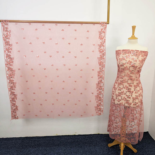 Fancy Net With Embroidered Sitara Work  2PC Unstitched