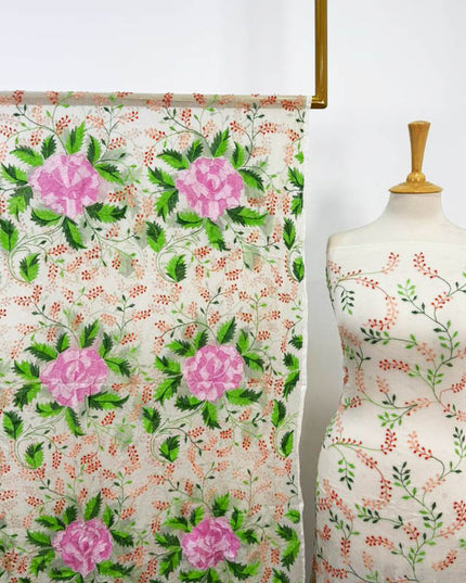 Pure China Crinkle with Kacha Pakka Tanka Multicolor Work 2PC Unstitched