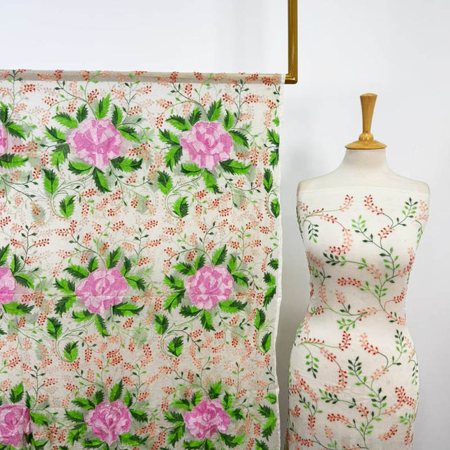 Pure China Crinkle with Kacha Pakka Tanka Multicolor Work 2PC Unstitched