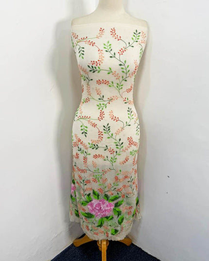 Pure China Crinkle with Kacha Pakka Tanka Multicolor Work 2PC Unstitched