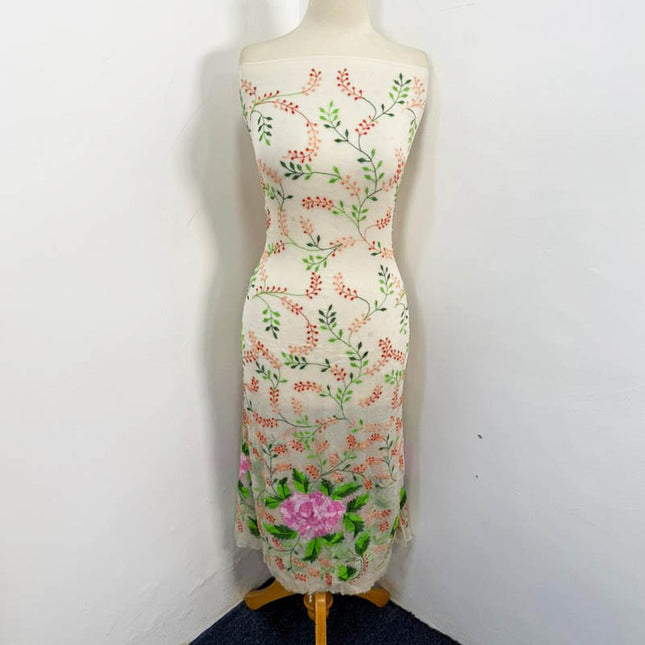 Pure China Crinkle with Kacha Pakka Tanka Multicolor Work 2PC Unstitched