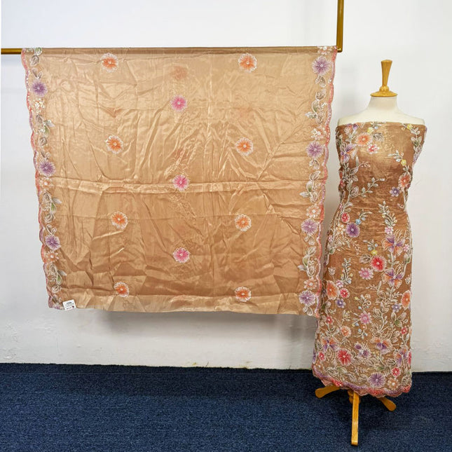 Fancy Silk Cut Dana with 3D Work 2PC Unstitched