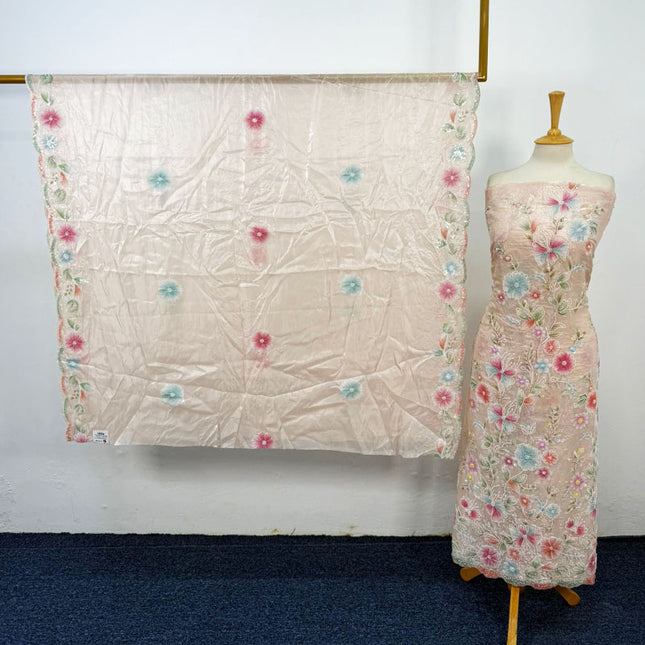 Fancy Silk Cut Dana with 3D Work 2PC Unstitched