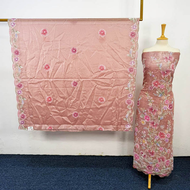 Fancy Silk Cut Dana with 3D Work 2PC Unstitched