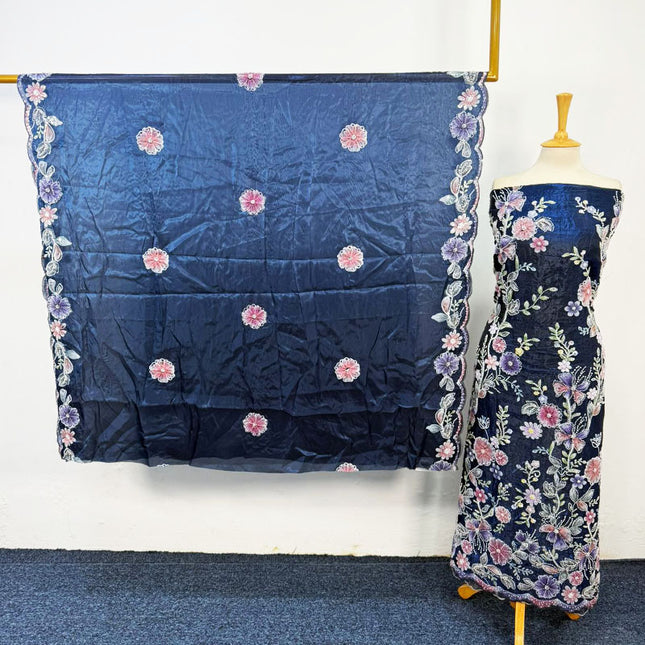 Fancy Silk Cut Dana with 3D Work 2PC Unstitched