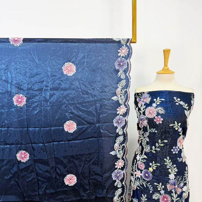 Fancy Silk Cut Dana with 3D Work 2PC Unstitched