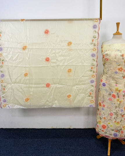 Fancy Silk Cut Dana with 3D Work 2PC Unstitched