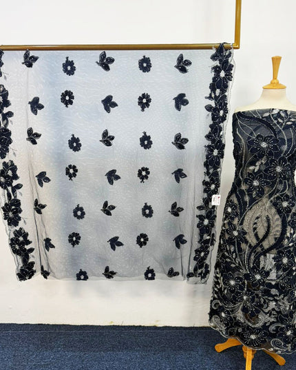 Premium Net Cut Dana with 3D Work 2PC Unstitched