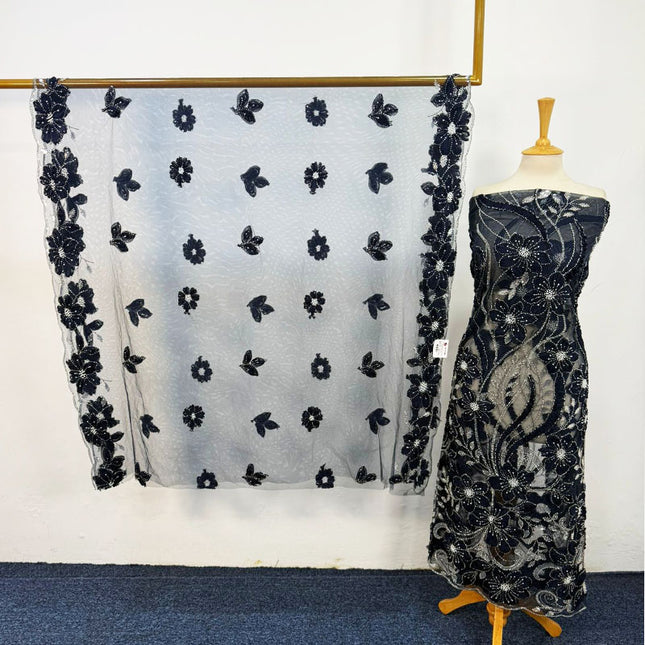 Premium Net Cut Dana with 3D Work 2PC Unstitched