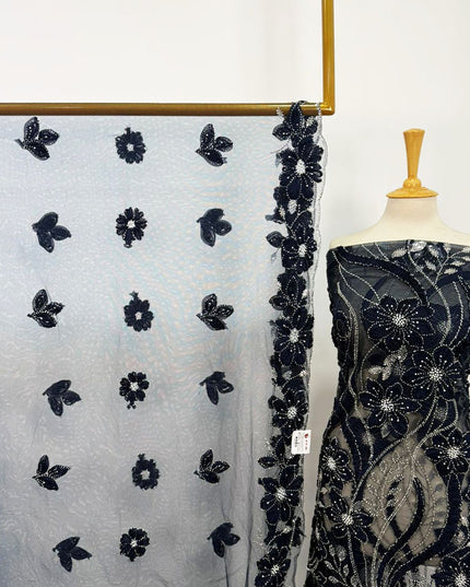 Premium Net Cut Dana with 3D Work 2PC Unstitched