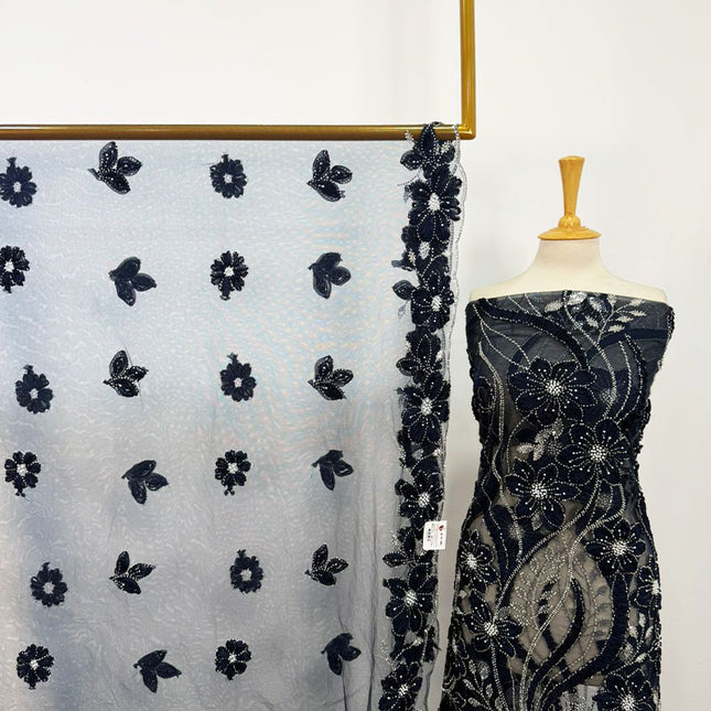 Premium Net Cut Dana with 3D Work 2PC Unstitched