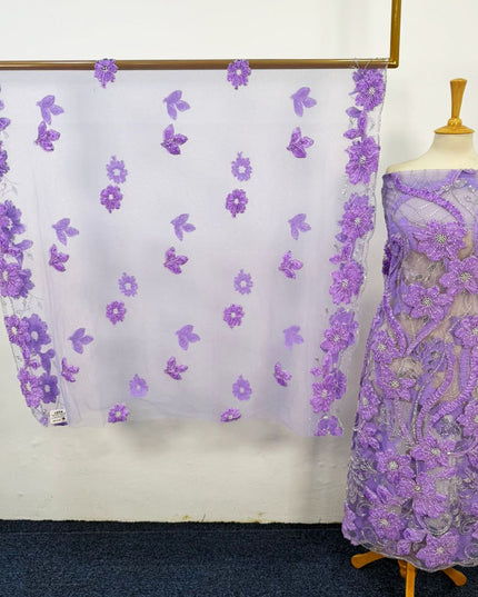 Premium Net Cut Dana with 3D Work 2PC Unstitched