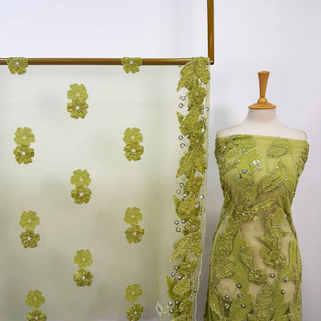 Fancy Net Cut Dana with 3D Work 2PC Unstitched