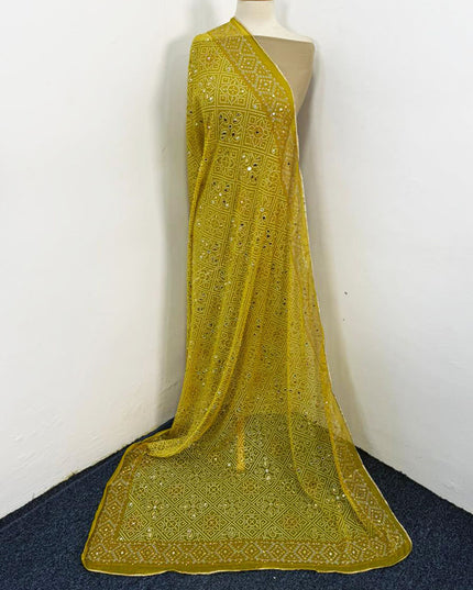 Fancy Chiffon Block Print with Chunnri Mirror Sitara Work Dupatta