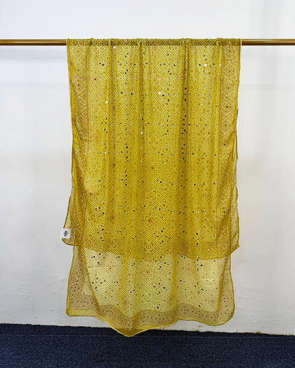 Fancy Chiffon Block Print with Chunnri Mirror Sitara Work Dupatta