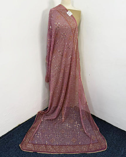 Fancy Chiffon Block Print with Chunnri Mirror Sitara Work Dupatta