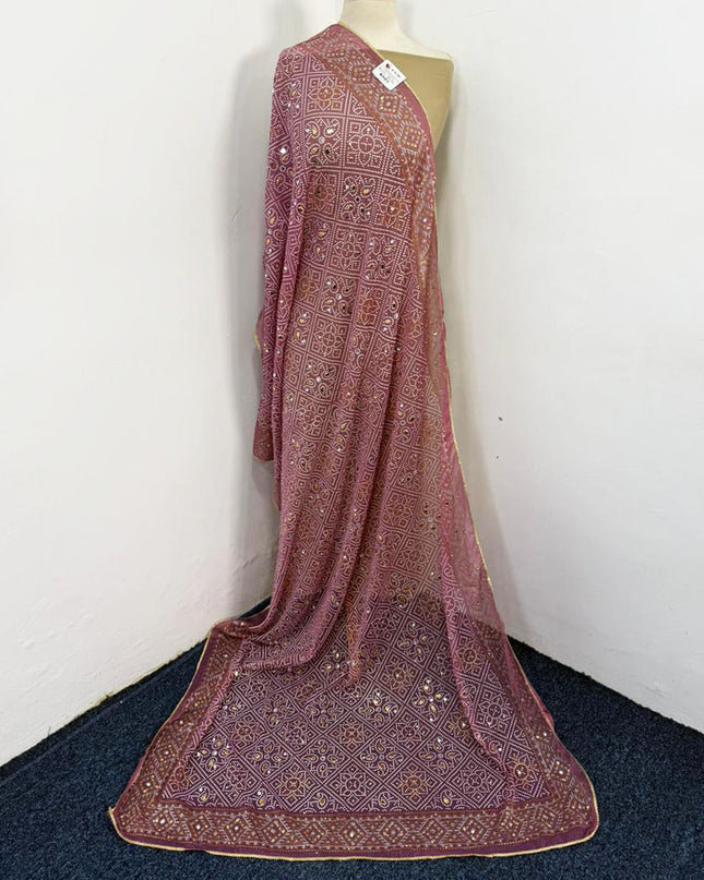 Fancy Chiffon Block Print with Chunnri Mirror Sitara Work Dupatta