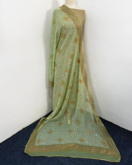 Fancy Chiffon Block Print with Chunnri Mirror Sitara Work Dupatta