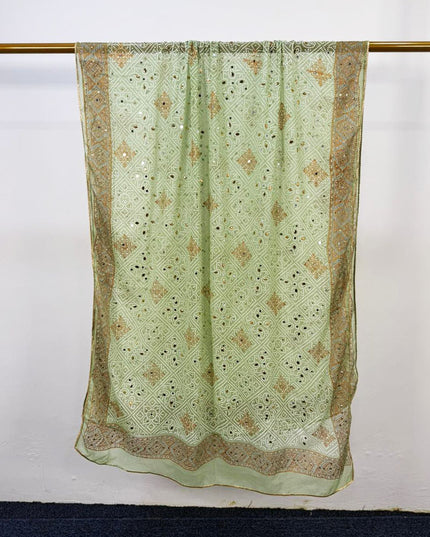 Fancy Chiffon Block Print with Chunnri Mirror Sitara Work Dupatta