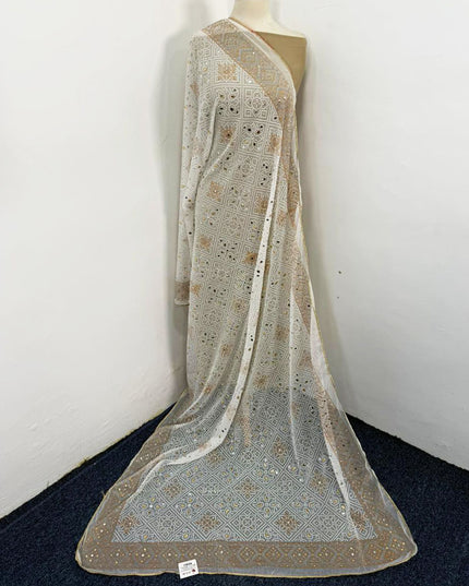 Fancy Chiffon Block Print with Chunnri Mirror Sitara Work Dupatta