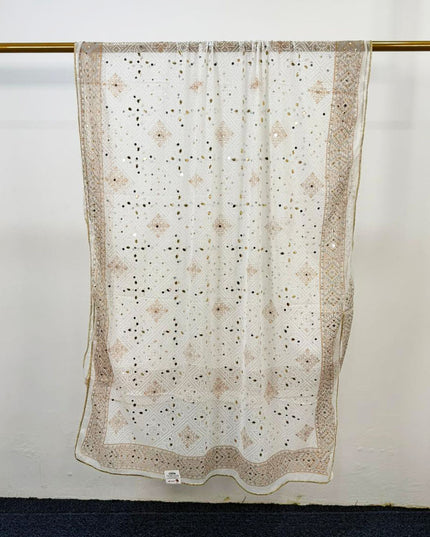 Fancy Chiffon Block Print with Chunnri Mirror Sitara Work Dupatta