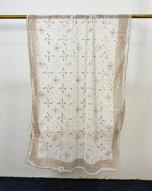 Fancy Chiffon Block Print with Chunnri Mirror Sitara Work Dupatta