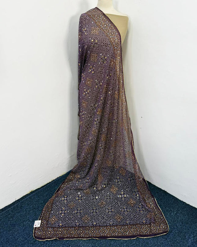 Fancy Chiffon Block Print with Chunnri Mirror Sitara Work Dupatta