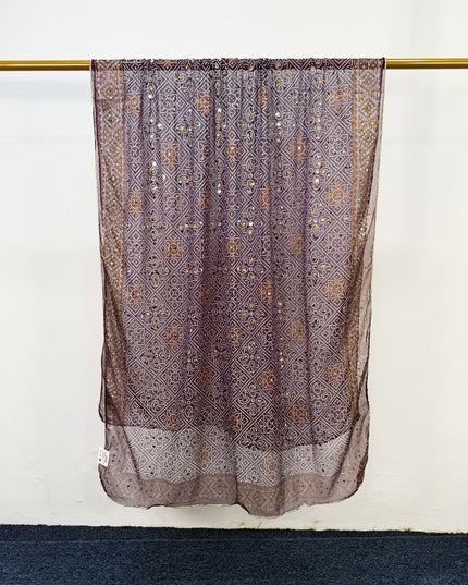 Fancy Chiffon Block Print with Chunnri Mirror Sitara Work Dupatta