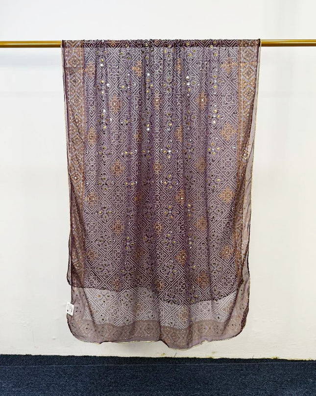 Fancy Chiffon Block Print with Chunnri Mirror Sitara Work Dupatta