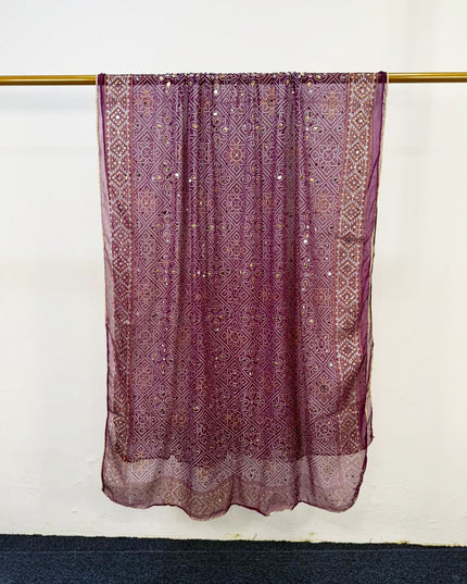 Fancy Chiffon Block Print with Chunnri Mirror Sitara Work Dupatta