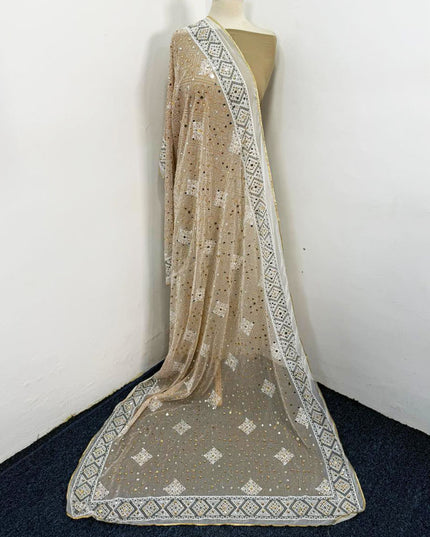 Fancy Chiffon Block Print with Chunnri Mirror Sitara Work Dupatta