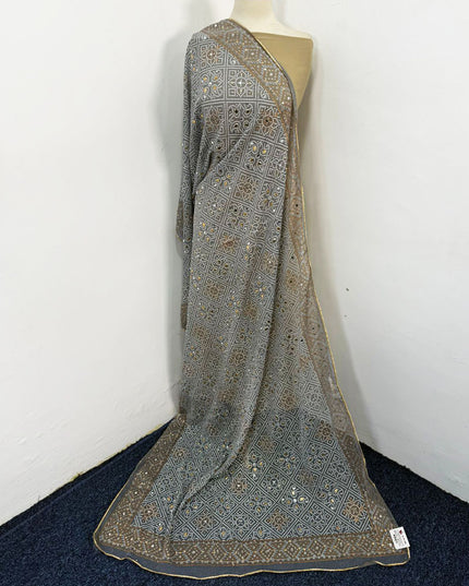 Fancy Chiffon Block Print with Chunnri Mirror Sitara Work Dupatta