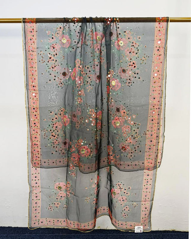Multicolor Organza with Mirror Work Dupatta (Ready To Wear)