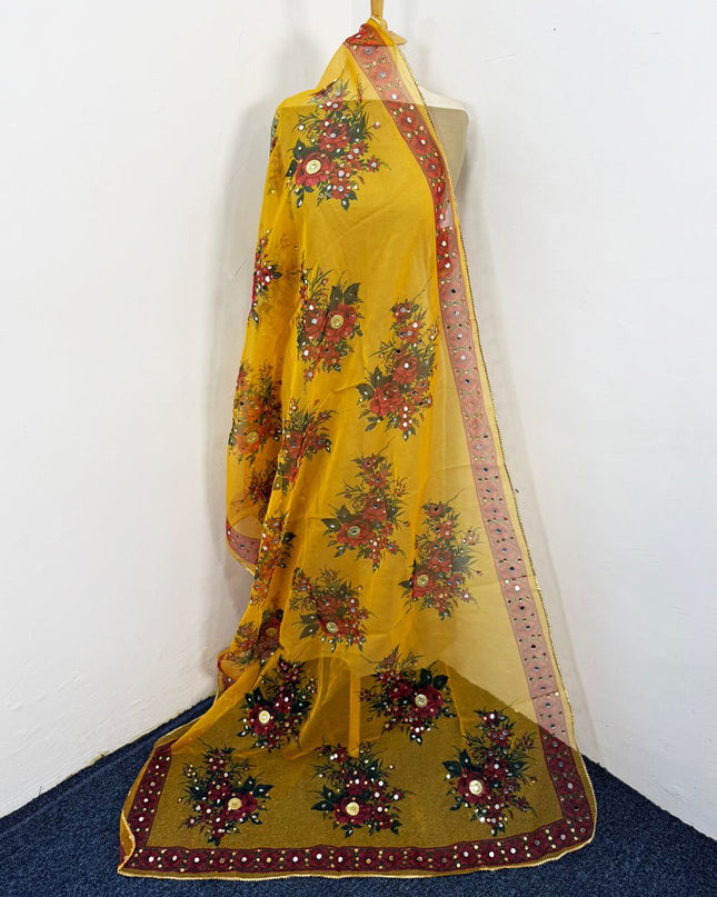 Multicolor Organza with Mirror Work Dupatta (Ready To Wear)